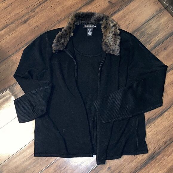 Vintage Norton McNaughton Size Large 100% Acrylic Faux Fur Trim Zip Jacket - Picture 3 of 3